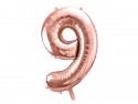 Ballon en aluminium Chiffre ''9'', 86cm, or rose