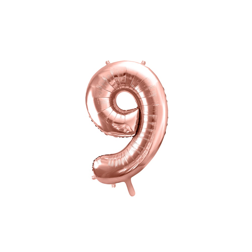 Ballon en aluminium Chiffre ''9'', 86cm, or rose
