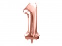 Ballon en aluminium Chiffre ''1'', 86cm, or rose