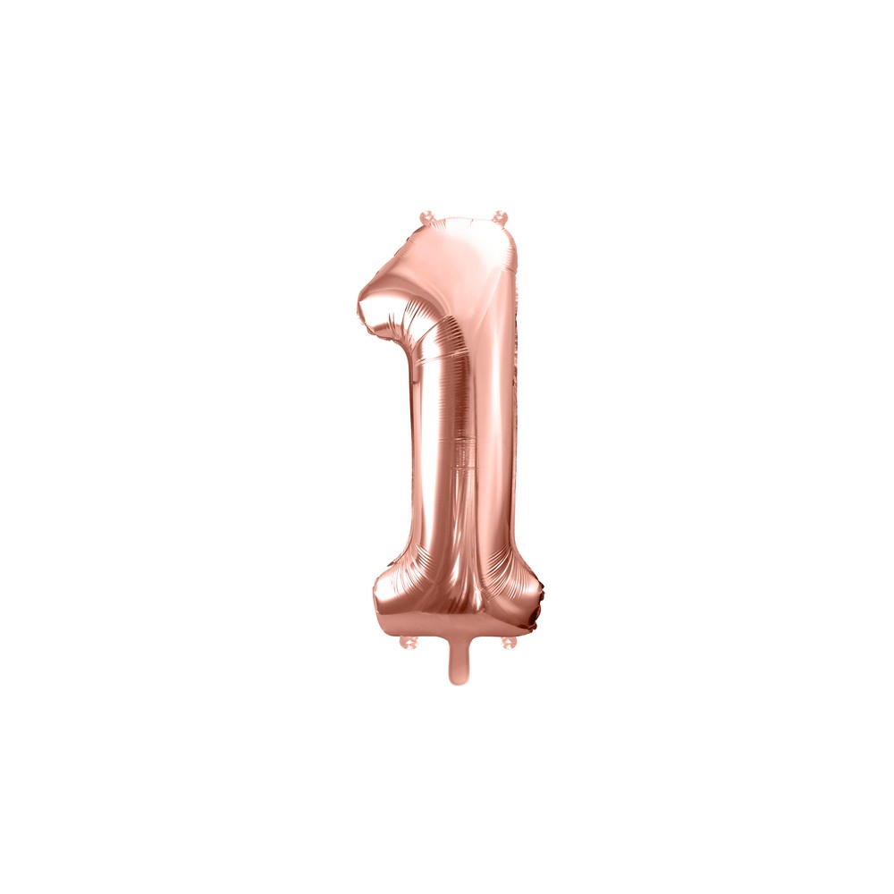 Ballon en aluminium Chiffre ''1'', 86cm, or rose