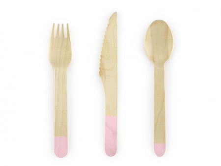 Couverts en bois, rose...