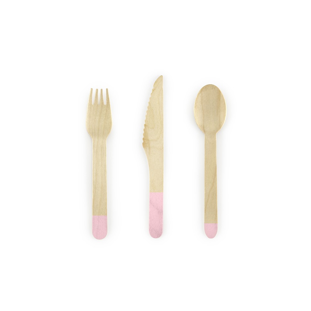 Couverts en bois, rose clair, 16cm