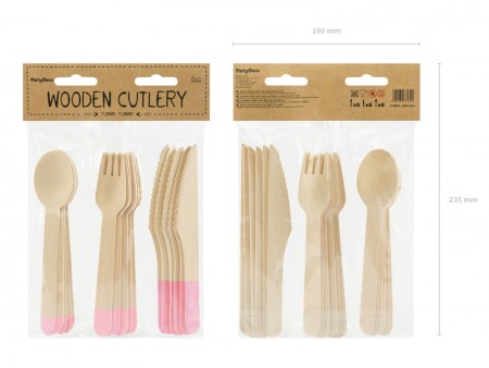 Couverts en bois, rose...