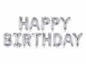 Ballon Mylar Happy Birthday, 340x35cm, argenté