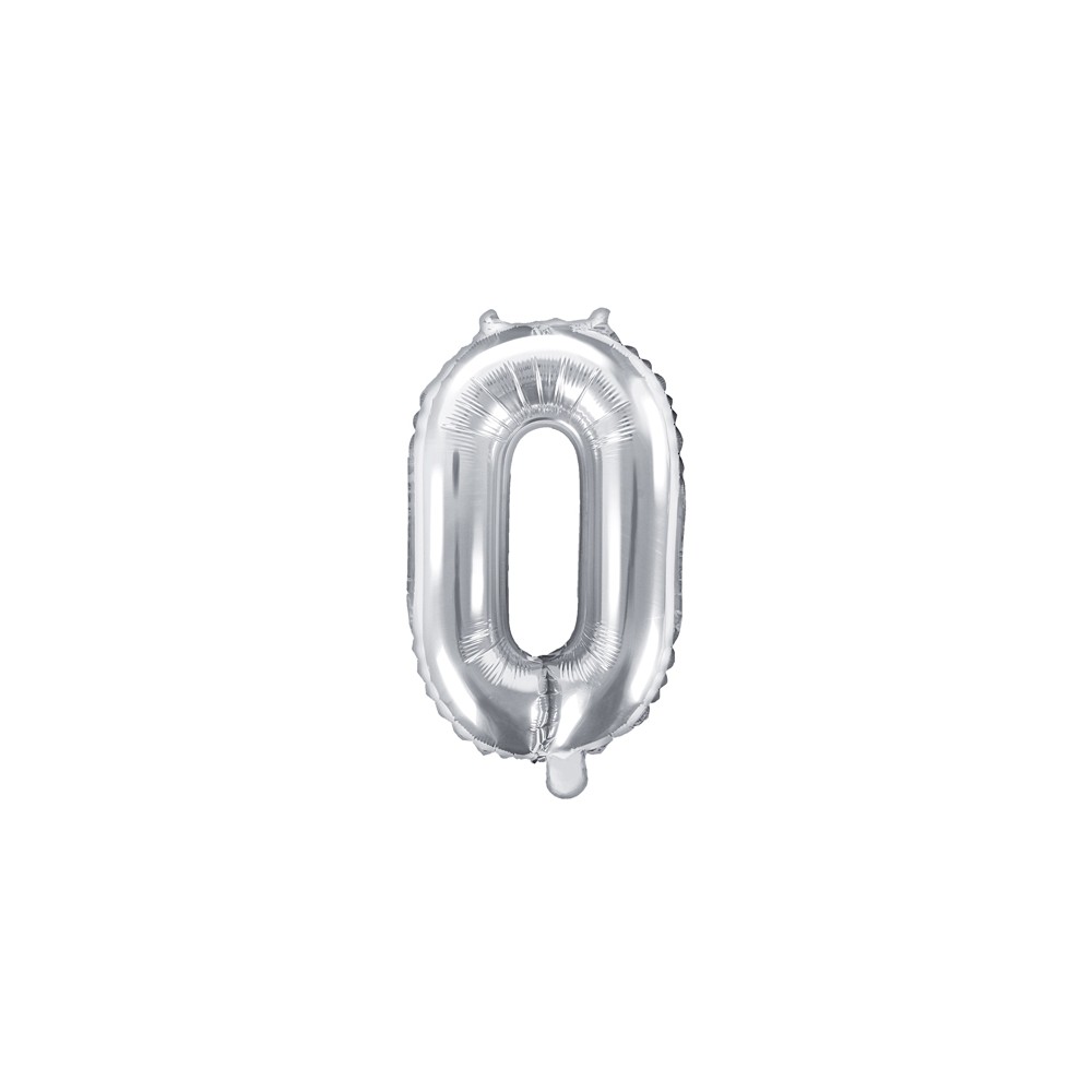 Ballon Mylar Chiffre ''0'', 35cm, argenté