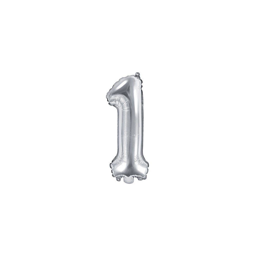 Ballon Mylar Chiffre ''1'', 35cm, argenté
