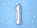 Ballon Mylar Chiffre ''1'', 35cm, argenté
