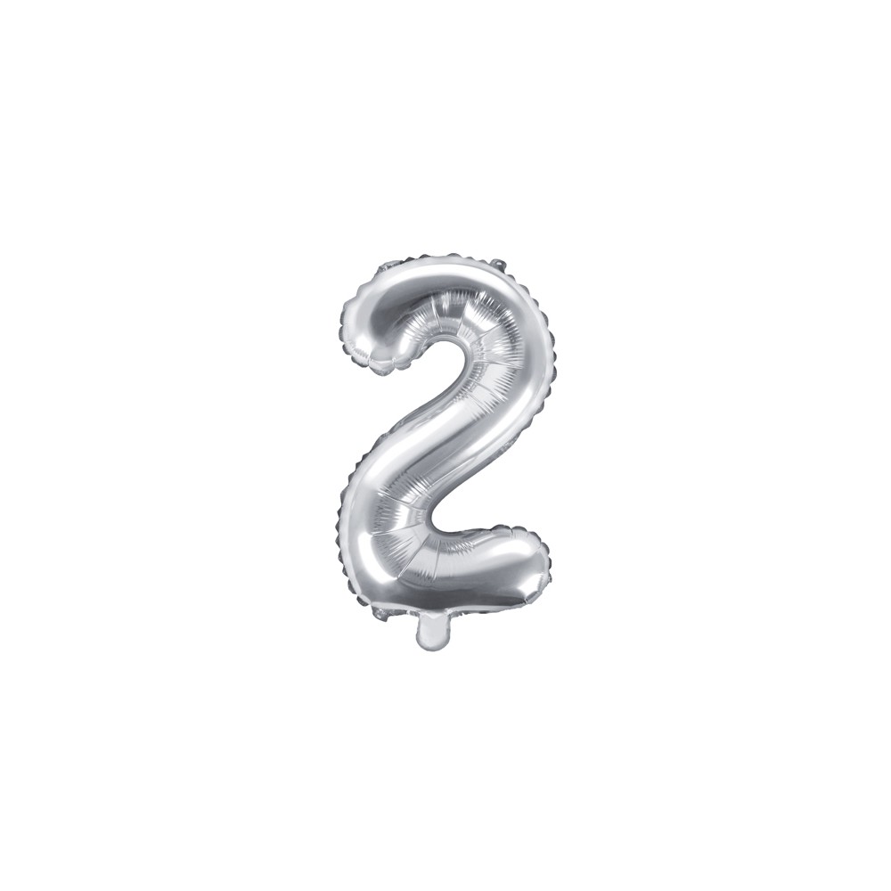Ballon Mylar Chiffre ''2'', 35cm, argenté