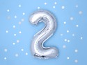 Ballon Mylar Chiffre ''2'', 35cm, argenté