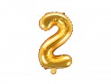 Ballon Mylar Chiffre ''2'', 35cm, doré