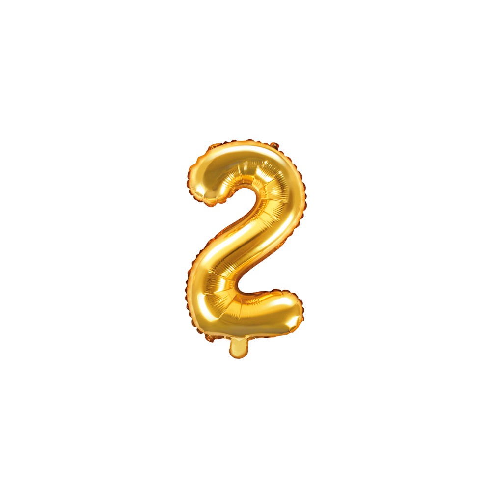 Ballon Mylar Chiffre ''2'', 35cm, doré