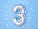 Ballon Mylar Chiffre ''3'', 35cm, argenté