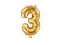 Ballon Mylar Chiffre ''3'', 35cm, doré