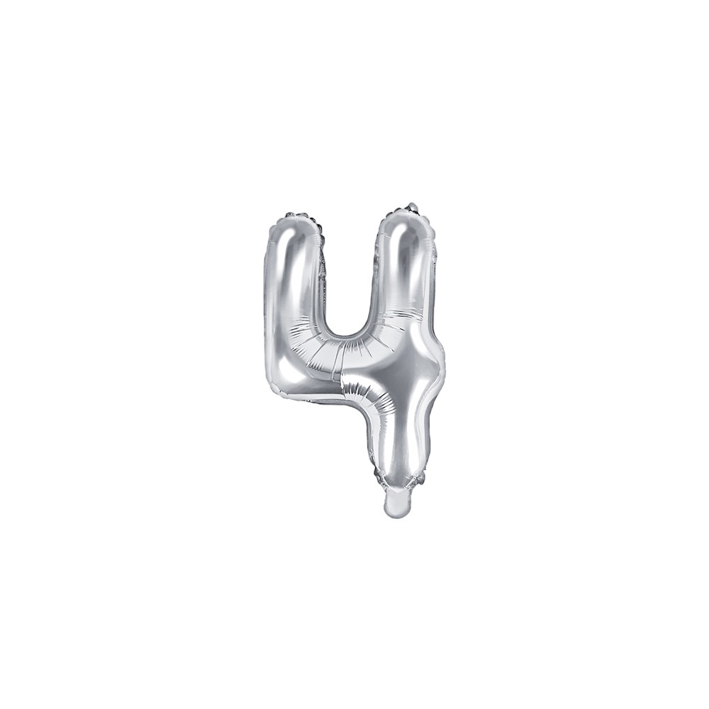 Ballon Mylar Numeral ''4'', 35cm, argenté
