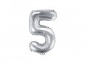Ballon Mylar Numeral ''5'', 35cm, argenté