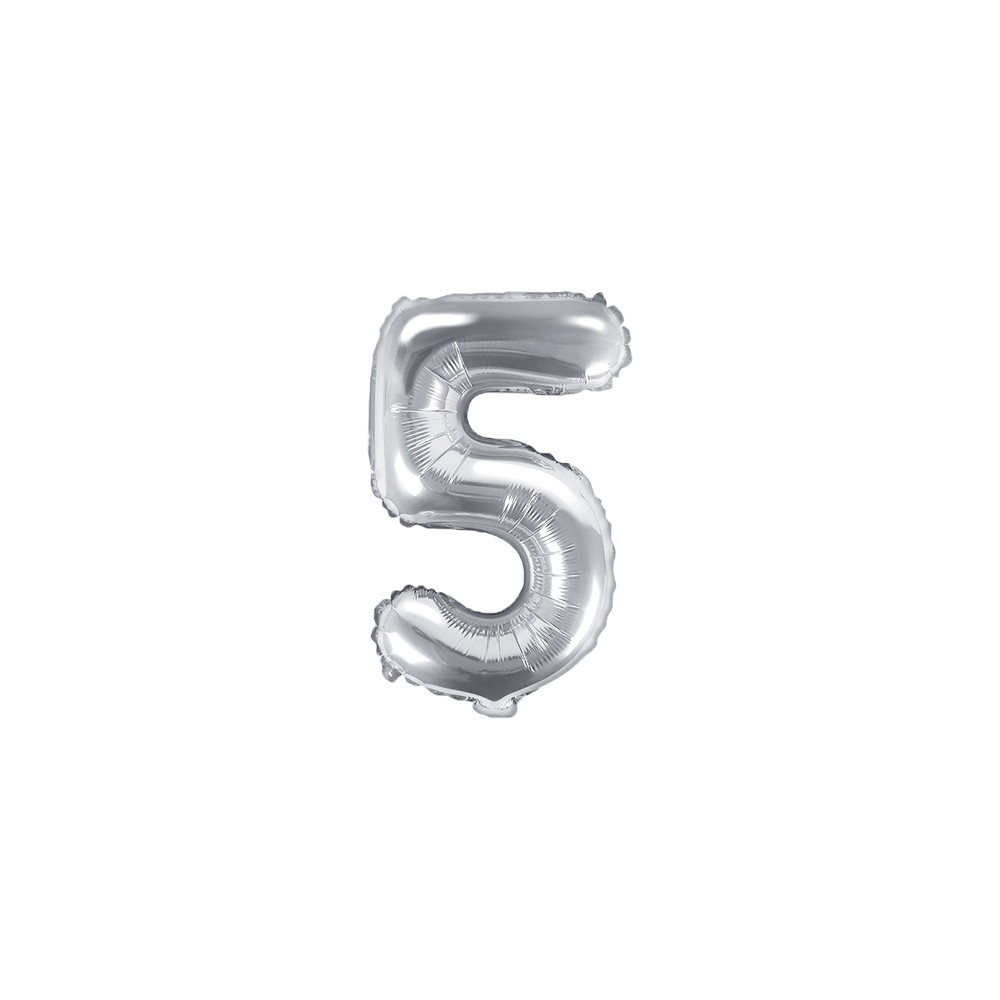 Ballon Mylar Numeral ''5'', 35cm, argenté