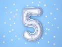 Ballon Mylar Numeral ''5'', 35cm, argenté