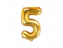 Ballon Mylar Chiffre ''5'', 35cm, doré