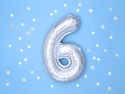 Ballon Mylar Numeral ''6'', 35cm, argenté