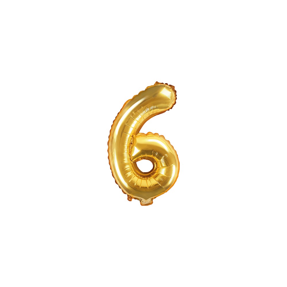 Ballon Mylar Chiffre ''6'', 35cm, doré
