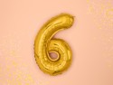 Ballon Mylar Chiffre ''6'', 35cm, doré