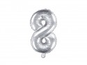 Ballon Mylar Numeral ''8'', 35cm, argenté