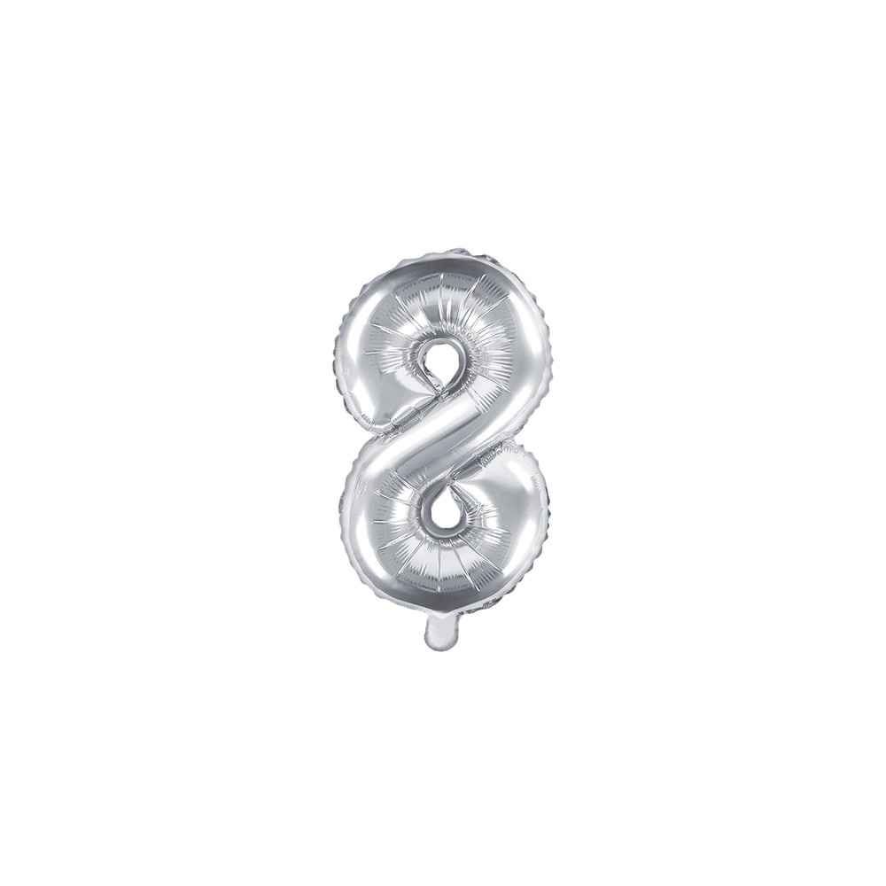 Ballon Mylar Numeral ''8'', 35cm, argenté