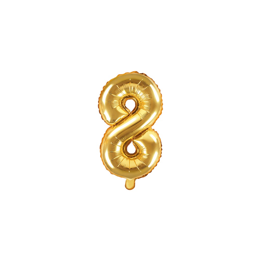 Ballon Mylar Numeral ''8'', 35cm, doré