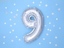 Ballon Mylar Chiffre ''9'', 35cm, argenté