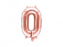Ballon Mylar Chiffre ''0'', 35cm, or rose