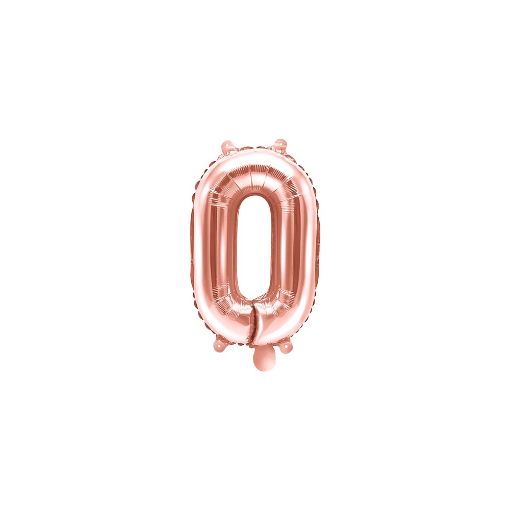 Ballon Mylar Chiffre ''0'', 35cm, or rose