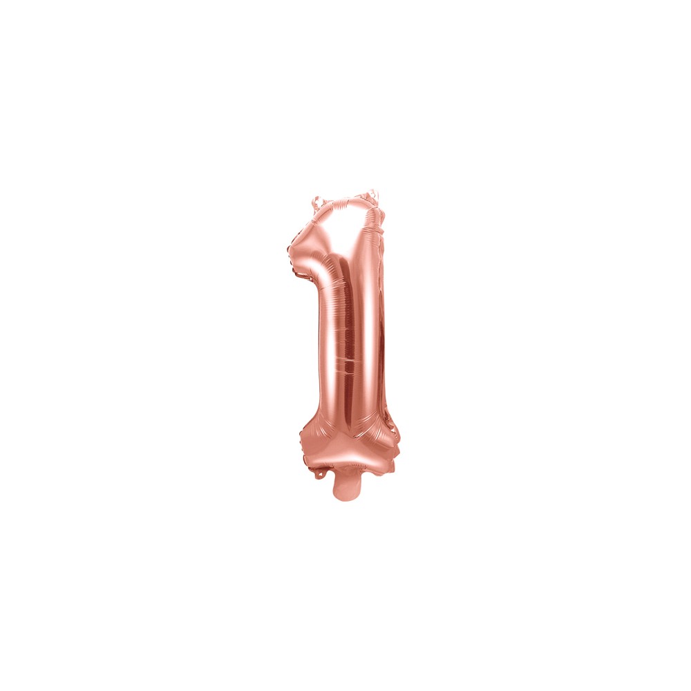 Ballon Mylar Chiffre ''1'', 35cm, or rose