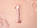 Ballon Mylar Chiffre ''1'', 35cm, or rose