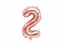 Ballon Mylar Chiffre ''2'', 35cm, or rose