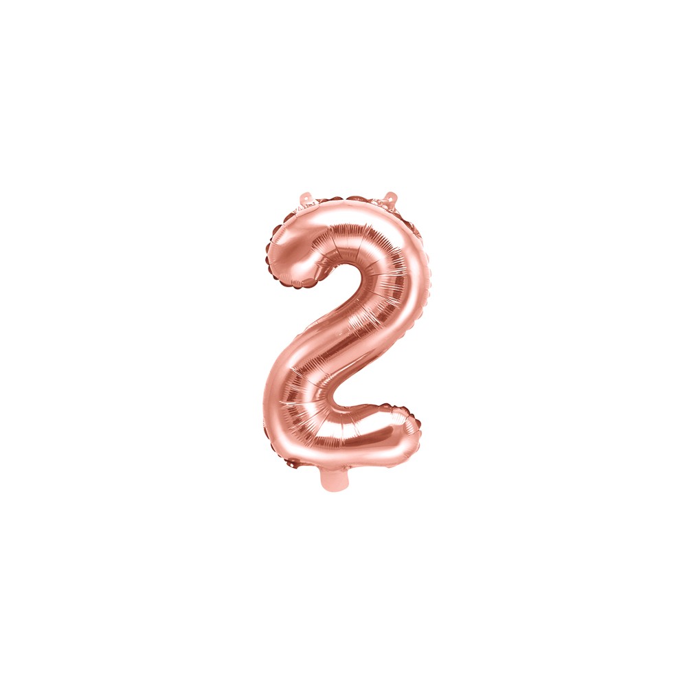 Ballon Mylar Chiffre ''2'', 35cm, or rose