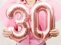 Ballon Mylar Chiffre ''3'', 35cm, or rose