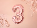 Ballon Mylar Chiffre ''3'', 35cm, or rose