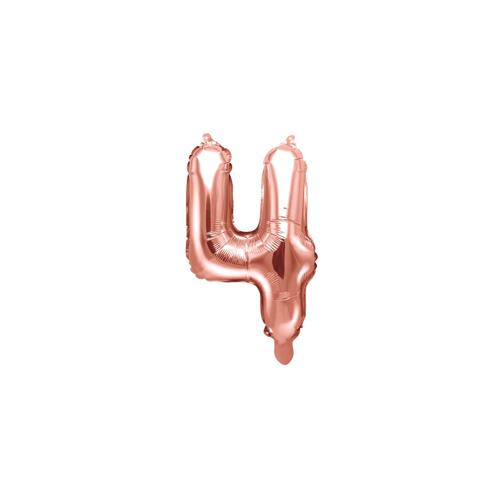 Ballon Mylar Chiffre ''4'', 35cm, or rose