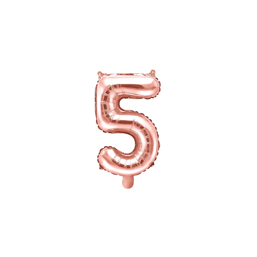 Ballon Mylar Chiffre ''5'', 35cm, or rose