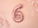 Ballon Mylar Chiffre ''6'', 35cm, or rose