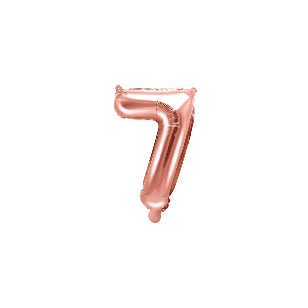 Ballon Mylar Chiffre ''7'', 35cm, or rose