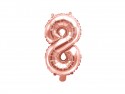 Ballon Mylar Numeral 8'', 35cm, or rose