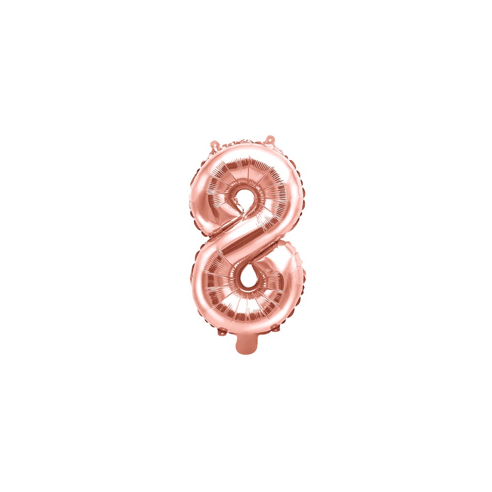 Ballon Mylar Numeral 8'', 35cm, or rose