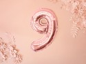 Ballon Mylar Chiffre ''9'', 35cm, or rose