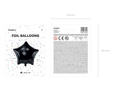 Ballon Mylar Star, 48cm, noir