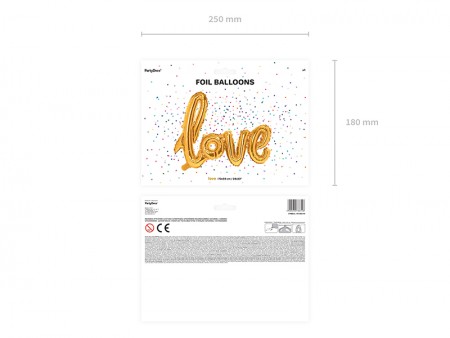 Ballon Mylar Love, doré,...