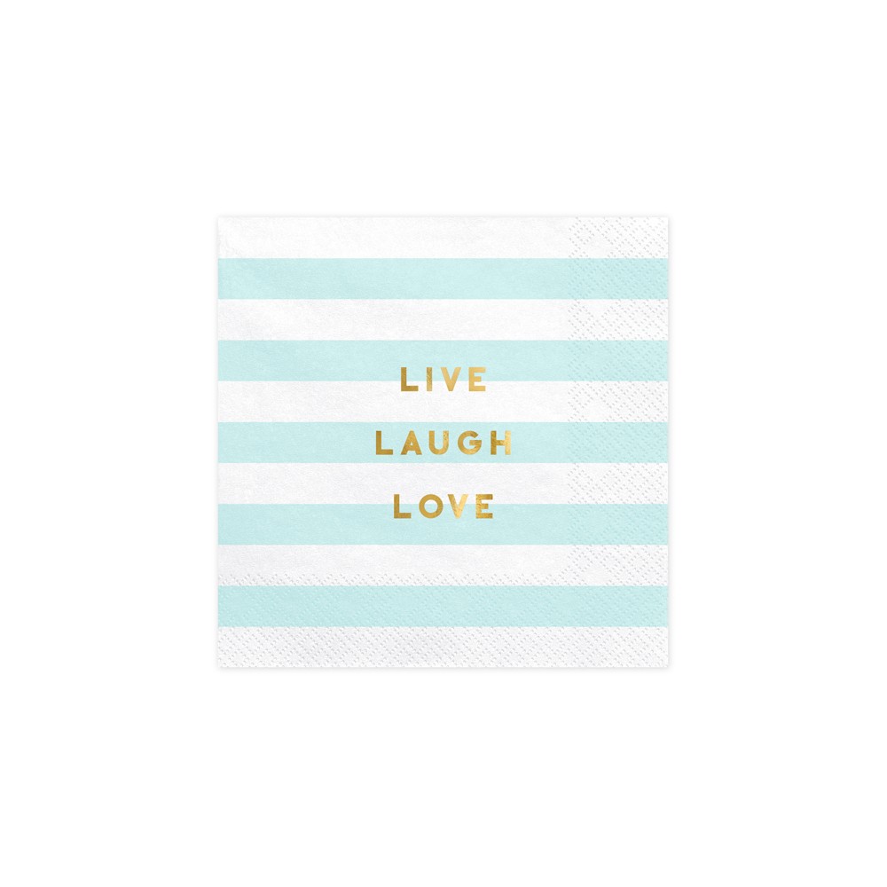 Serviettes de table Yummy - Live Laugh Love, bleu clair, 33x33cm