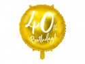 Ballon Mylar 40e anniversaire, or, 45cm