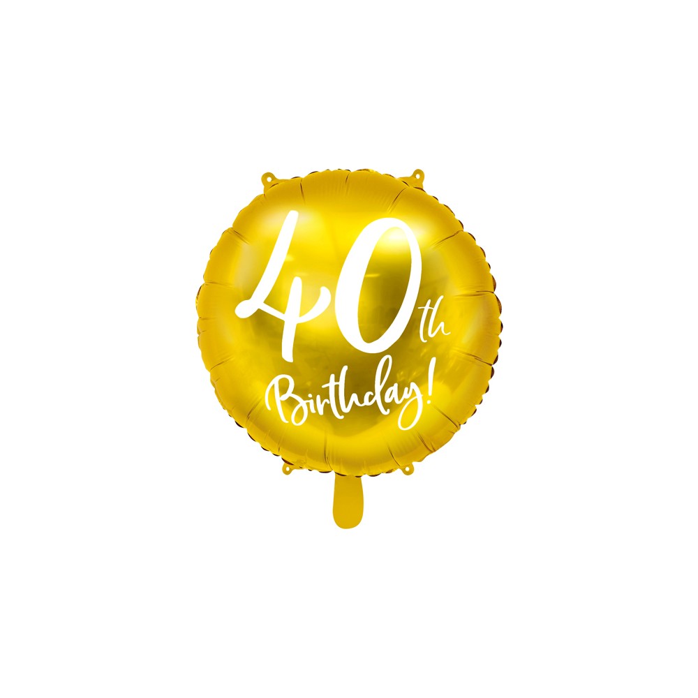 Ballon Mylar 40e anniversaire, or, 45cm