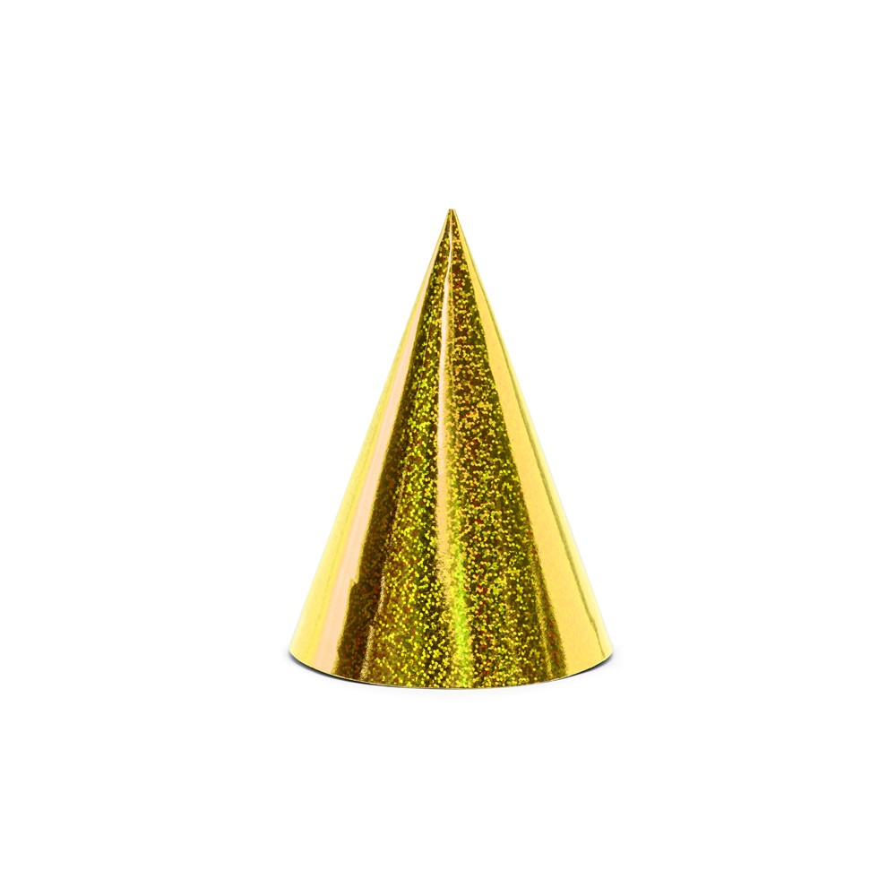 Chapeaux de fête holographiques, or, 16cm